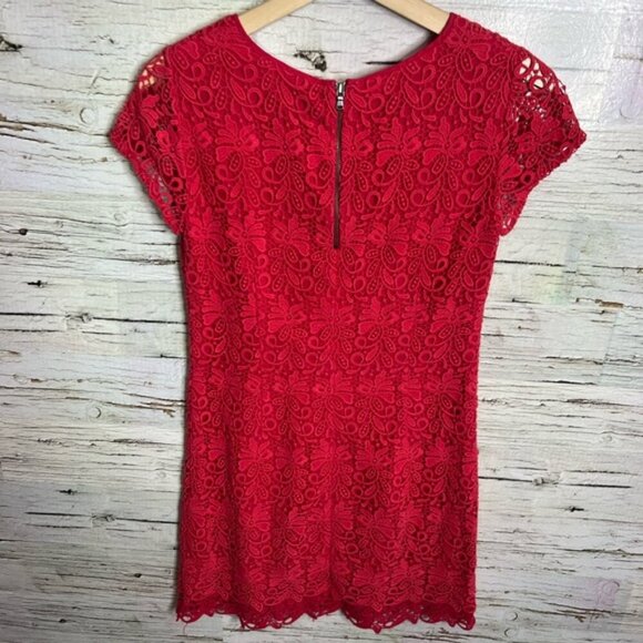 Club Monaco Red Sheath Midi Dress lace size 00 - Picture 6 of 7